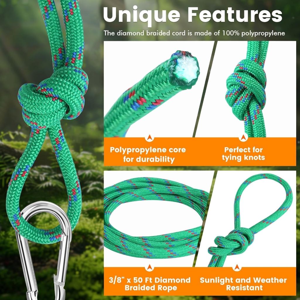Close-up of MaxxHaul 50227 braided rope showing durability and outdoor resistance