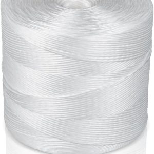 Parkway 6300 Ft white tomato twine supporting tall, healthy tomato plants in a garden.