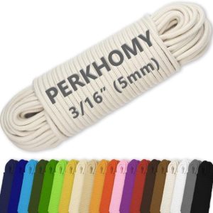 PerkHomy 100ft natural cotton rope coiled neatly for crafting and home use