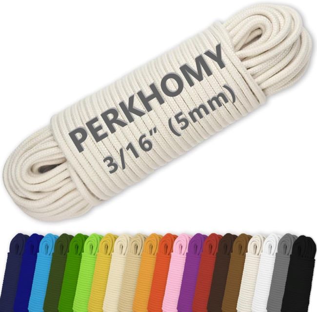 PerkHomy 100ft natural cotton rope coiled neatly for crafting and home use