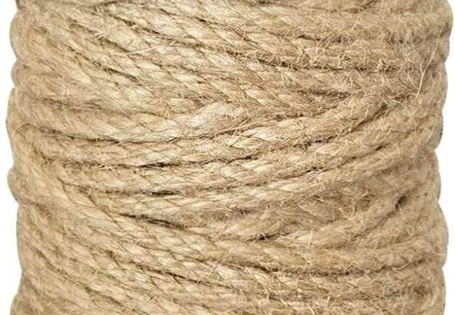 PerkHomy 5mm jute rope, 105ft, perfect for DIY, crafts, gardening, and cat scratchers.