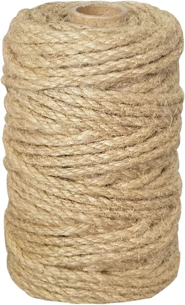 PerkHomy 5mm jute rope, 105ft, perfect for DIY, crafts, gardening, and cat scratchers.