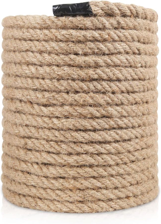 RooPeem 50FT heavy-duty hemp and Manila rope for crafts, gardening, and home projects.