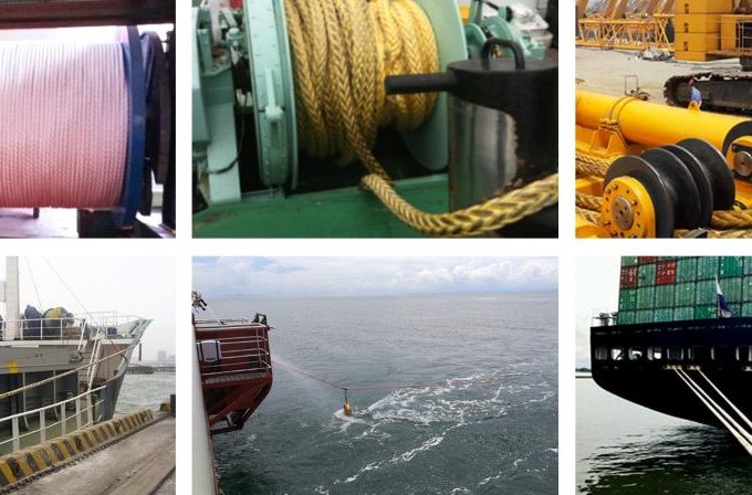 Worker inspecting and maintaining ropes used in shipping, fishing, and hauling.