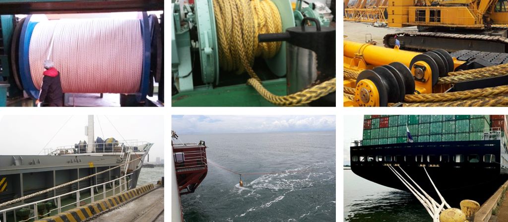 Worker inspecting and maintaining ropes used in shipping, fishing, and hauling.