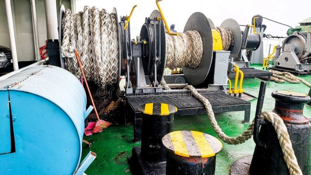 Close-up of durable ropes being cleaned and stored for marine and industrial use.