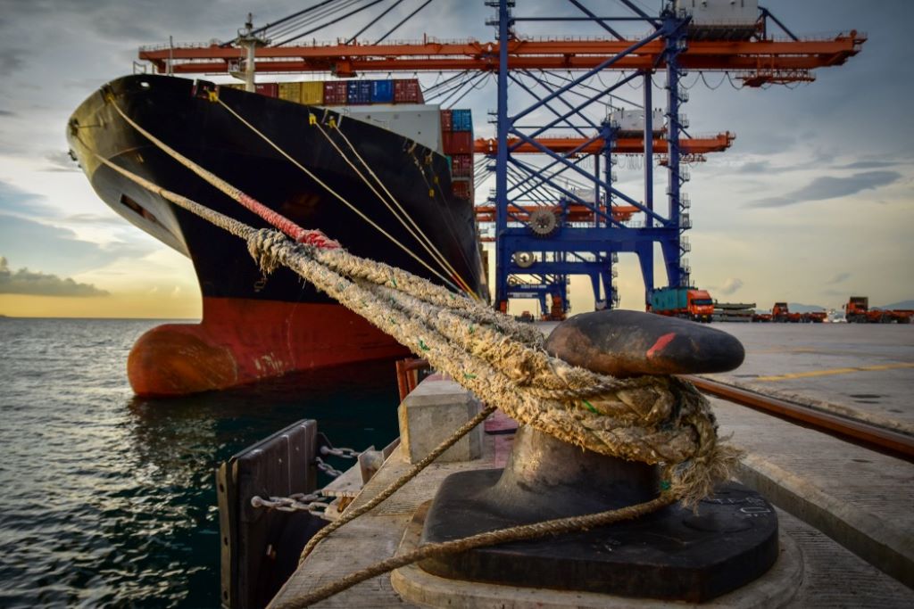 Coiled ropes neatly stored aboard a ship to prevent damage and tangling.