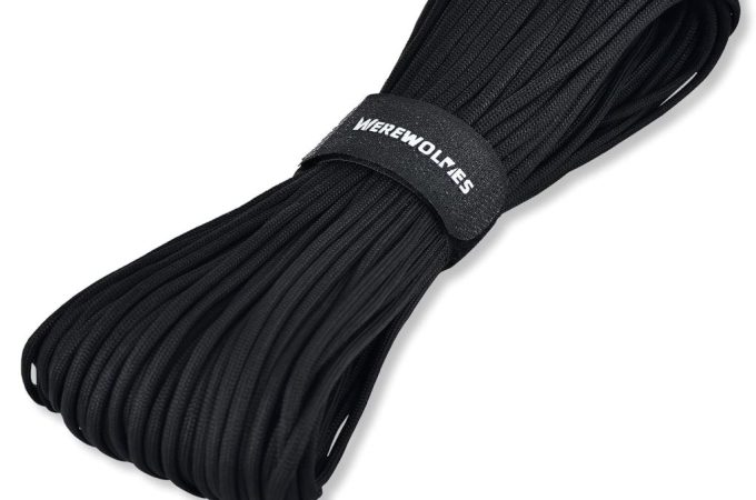 Black WEREWOLVES 7-strand paracord rope, 100ft for survival and crafting projects