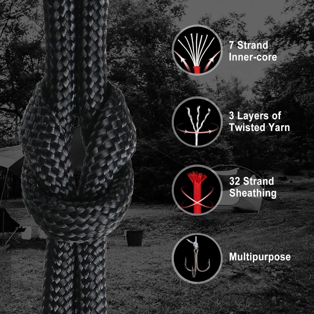 Heavy-duty 7-strand Type III paracord rope for outdoor and bracelet making