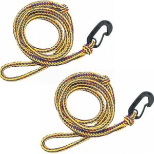 Airhead 7-foot PWC dock lines, pack of 2, yellow and black, for securing jet skis and watercraft.