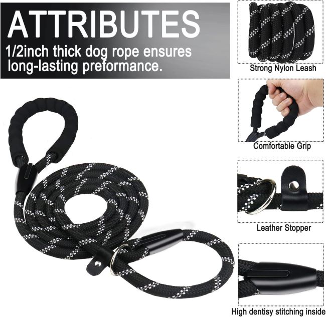 Durable and comfortable BOOEUDI dog leash suitable for small, medium, and large dogs