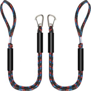 Botepon shock-absorbing dock line with stainless steel clips securing a jet ski at the dock.