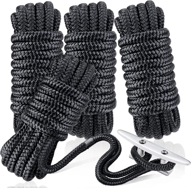 GREENEVER 3/8 inch x 15 ft double braided nylon dock line for boats and kayaks