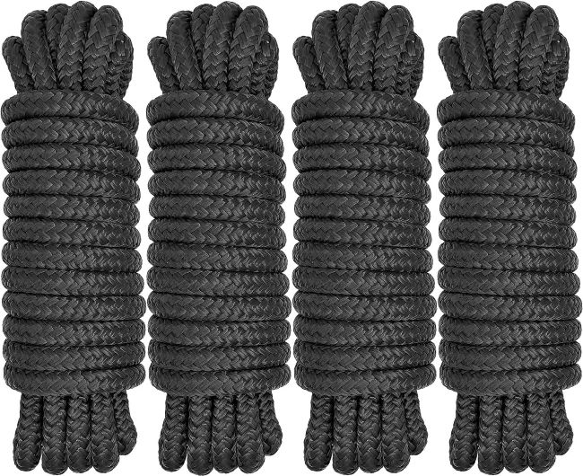 PACTHSD double braided nylon dock line securing a boat at the dock.