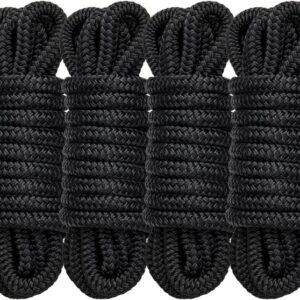 PropelTech 4-pack 1/2 inch x 15’ black marine-grade nylon boat dock lines