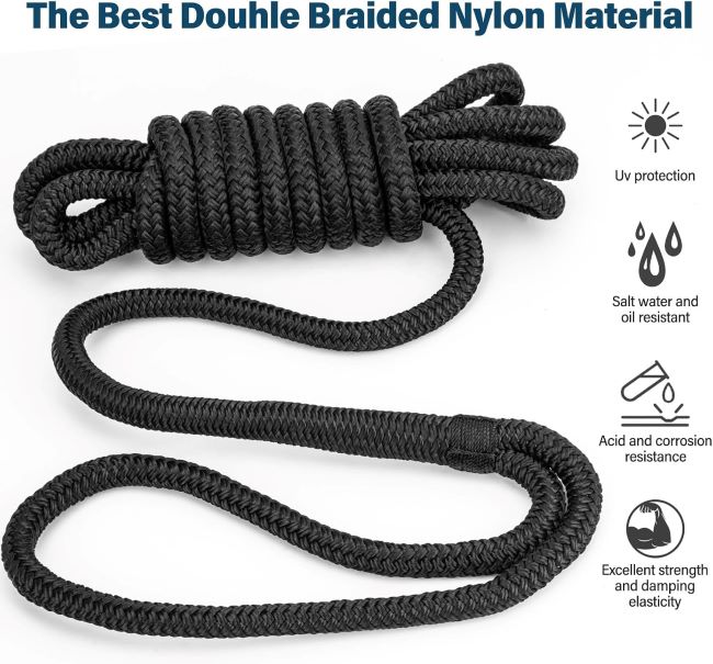 Durable PropelTech premium nylon dock lines, ideal for boating and marine use