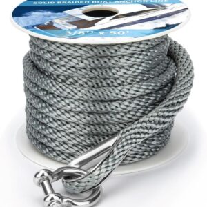 Durable 3/8 inch marine-grade anchor rope by PropelTech for secure boating