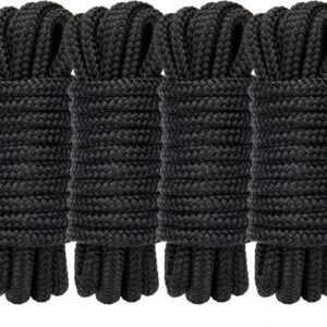 PropelTech 4-pack 3/8 inch x 15 ft black nylon dock lines, pre-spliced for boats and pontoons