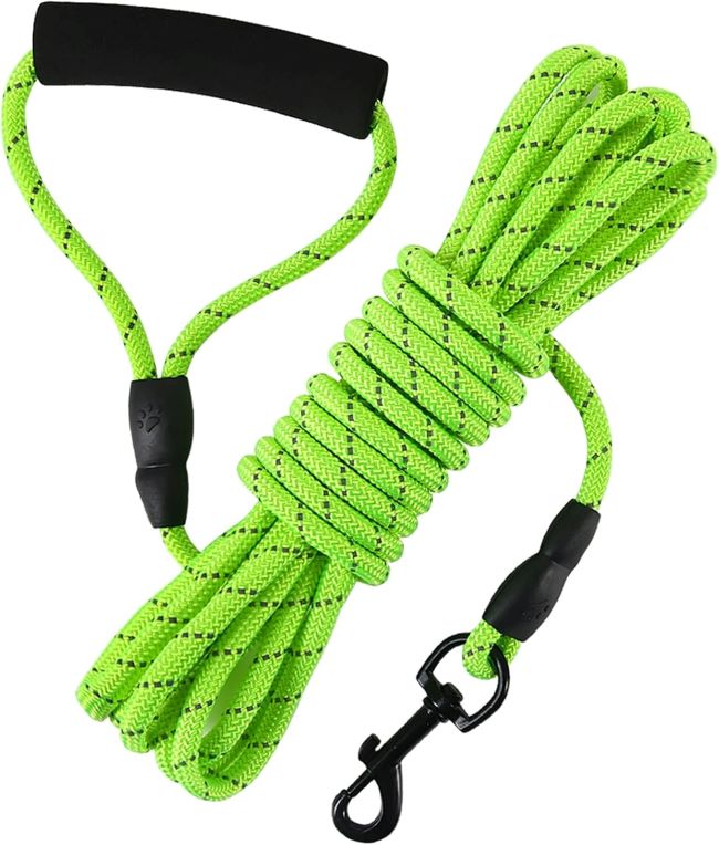 Vivifying 20ft floating dog leash with reflective rope and soft handle for outdoor training.