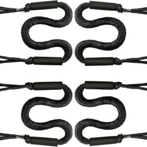 XUANNIAO 4-pack bungee dock lines in black for boats, jet skis, and kayaks.