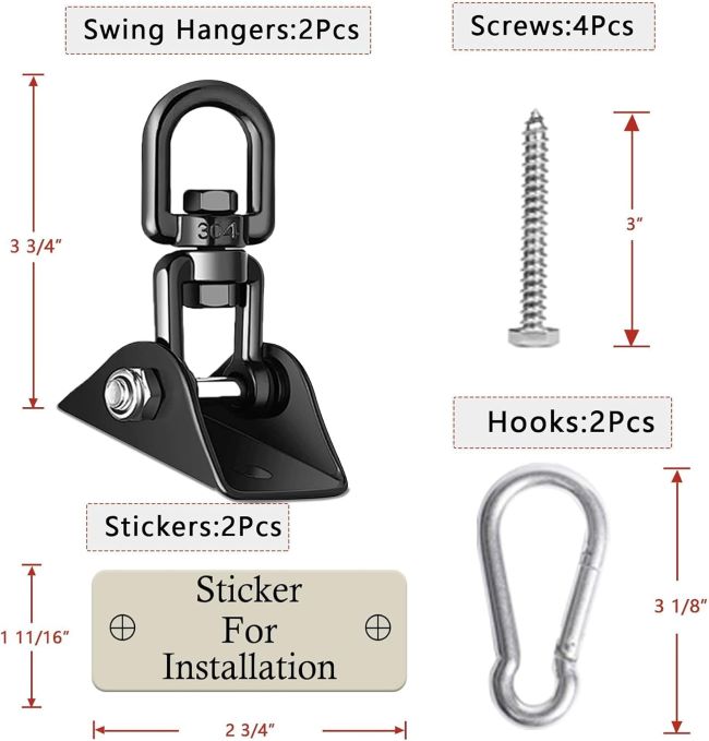 2-pack Aisto swing hardware accessories for hammocks and wooden swing sets