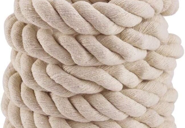 Faxco 10ft natural cotton rope for sports, crafts, and tug of war
