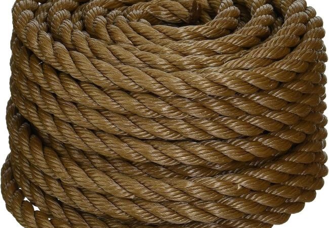 Koch 5011635 twisted polypropylene rope, 1/2 inch by 50 feet, brown utility rope with 420 lb working load limit
