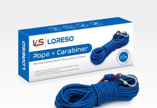 Durable Loreso camping rope for magnet fishing, caving, and heavy-duty use.