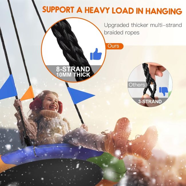 Adjustable PACEARTH 40” tree swing with safe, multi-strand ropes for outdoor fun