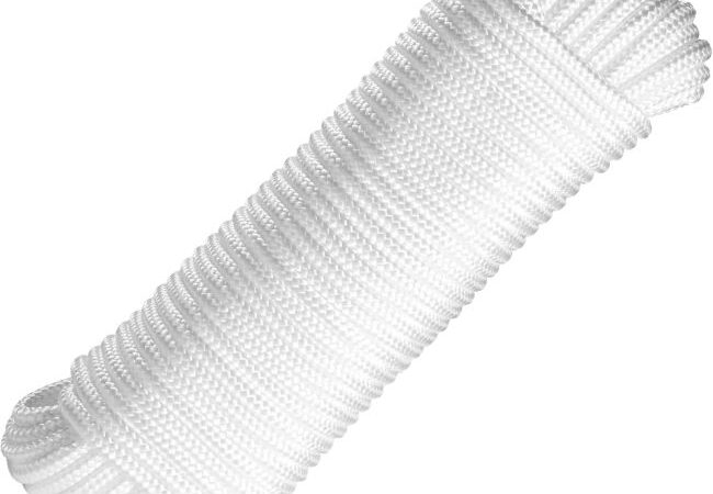 RamPro nylon rope paracord 550 coiled, 1/4 inch thick, used for camping and home utility