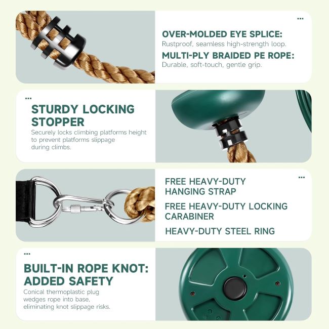 Kids using ZNCMRR climbing rope swing playground accessory outdoors