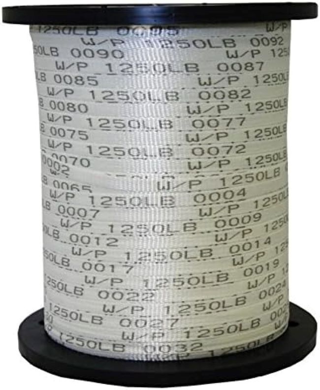 The Ribbon Factory 1/2-inch 1250 lb pull tape, flat polyester webbing, 500 ft, USA-made, multiple strengths available