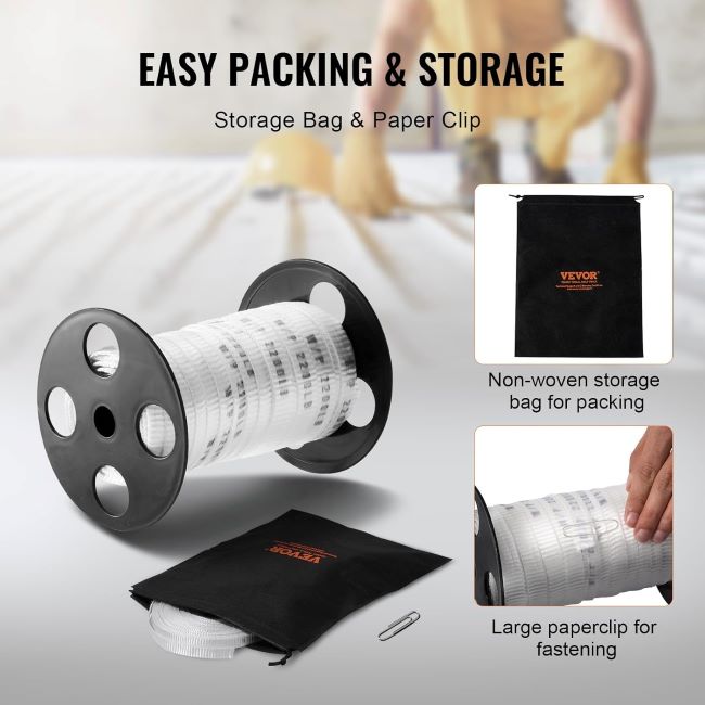VEVOR 5/8-inch polyester mule tape, 2200 lb tensile strength, 108 ft flat rope for cable pulling and conduit work