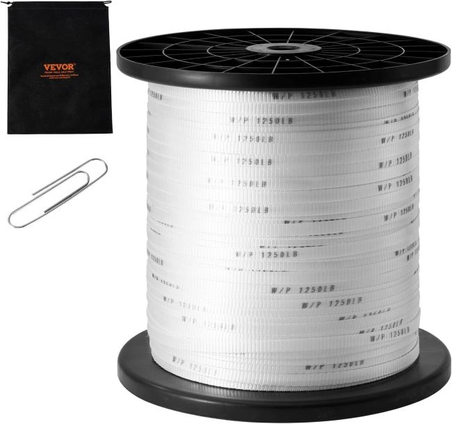VEVOR 3/4-inch polyester pull tape, 2500 lb tensile capacity, 318 ft mule tape for electrical, conduit, and gardening