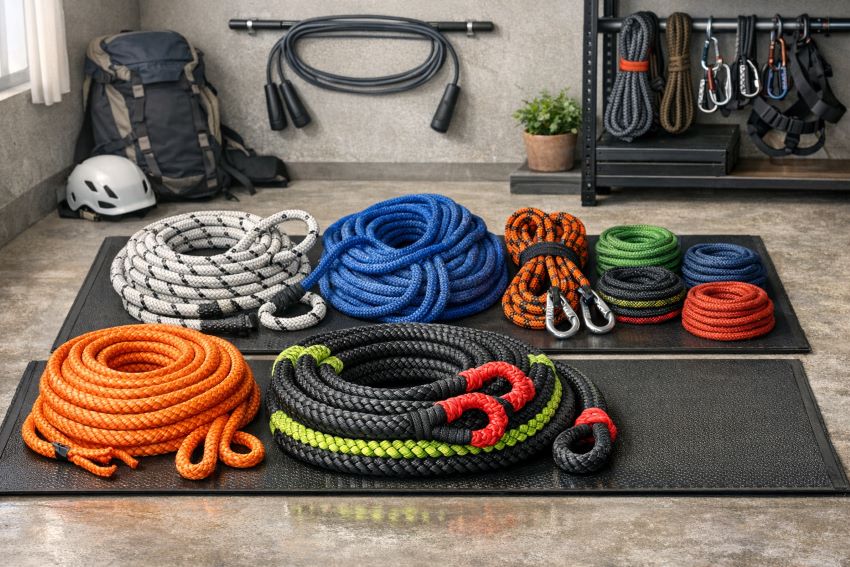 Affordable outdoor and climbing ropes including kinetic, static, accessory cords, and weighted jump ropes for fitness, rescue, and adventure.