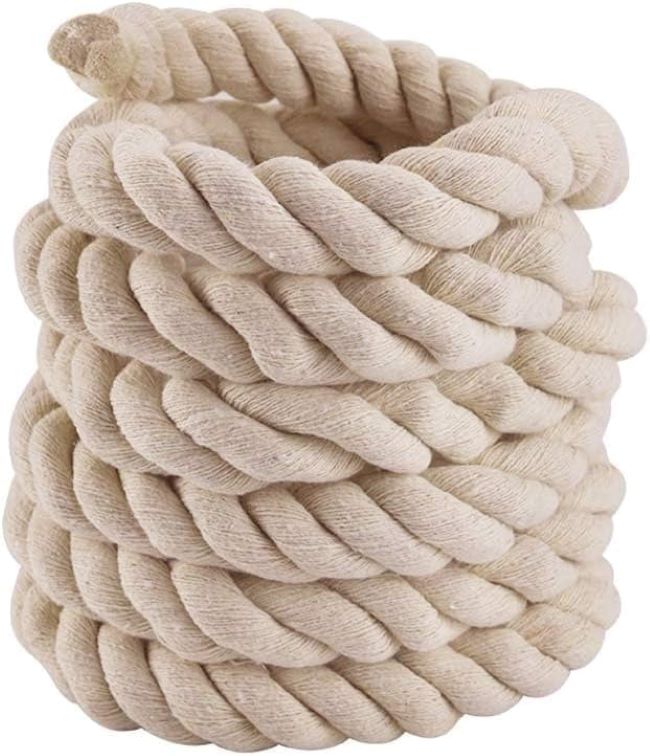Faxco Natural Cotton Rope – strong twisted cotton rope for tug-of-war, crafts, and indoor or outdoor sports activities.