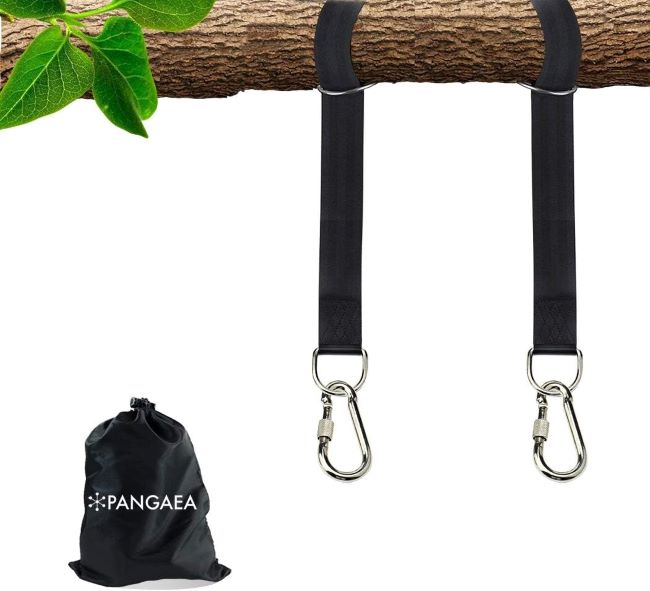 PANGAEA Tree Swing Hanging Straps Kit – heavy-duty tree swing straps with locking carabiners and carry pouch for safe outdoor installation