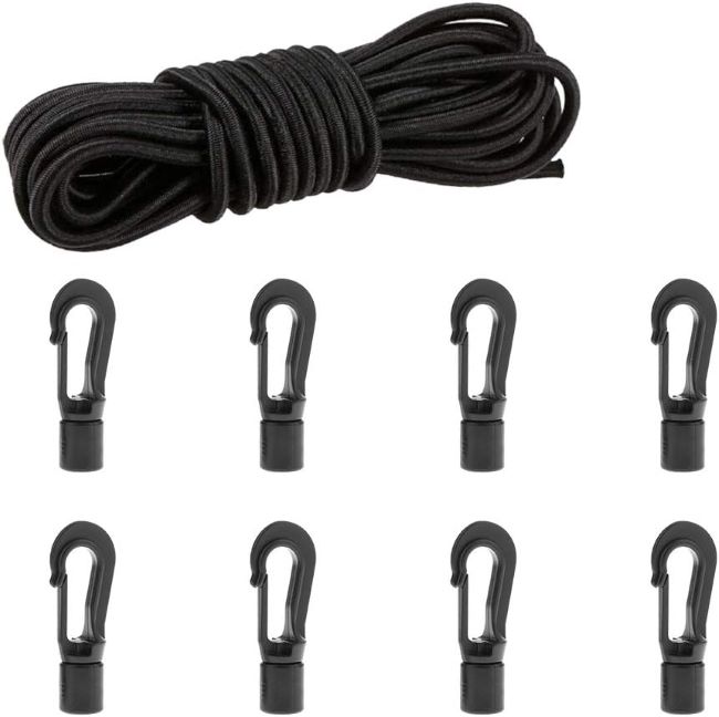 CLIO elastic bungee cord with hooks, ideal for kayak, camping, and securing gear in indoor and outdoor activities