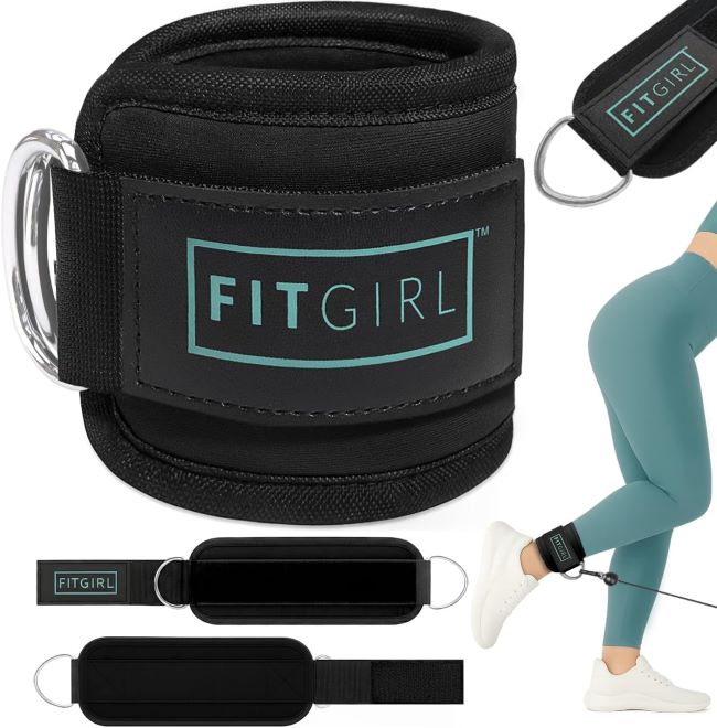 FITGIRL ankle straps for cable machine workouts designed for glute kickbacks, leg extensions, and lower body strength training
