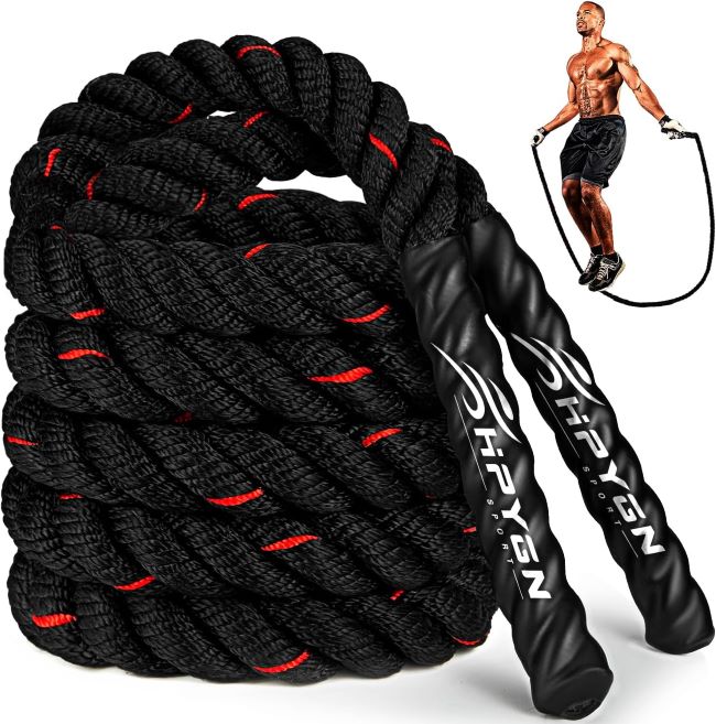 HPYGN heavy weighted jump rope set for strength training, muscle building, and high-intensity cardio home workouts