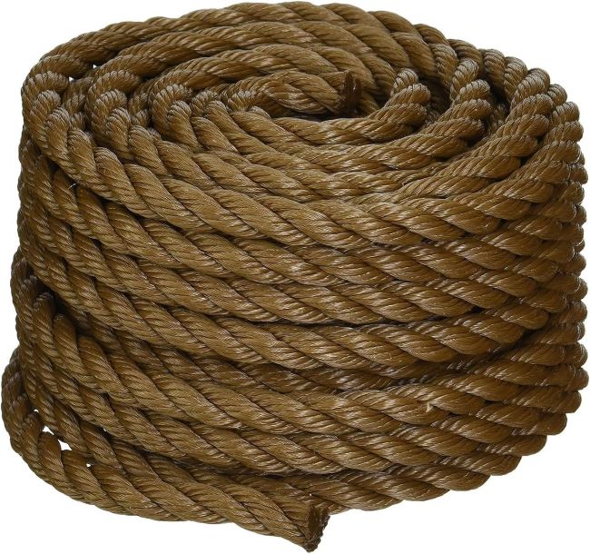 Koch twisted polypropylene rope 1/2 inch by 50 feet in brown for outdoor gardening, landscaping, and utility use