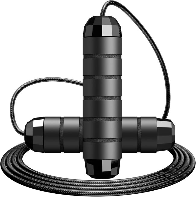 SKIFUL adjustable speed jump rope with ergonomic foam handles and ball bearings for smooth cardio and full-body fitness