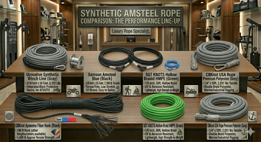 Best affordable synthetic Amsteel ropes in California, comparing durability and strength under real load conditions