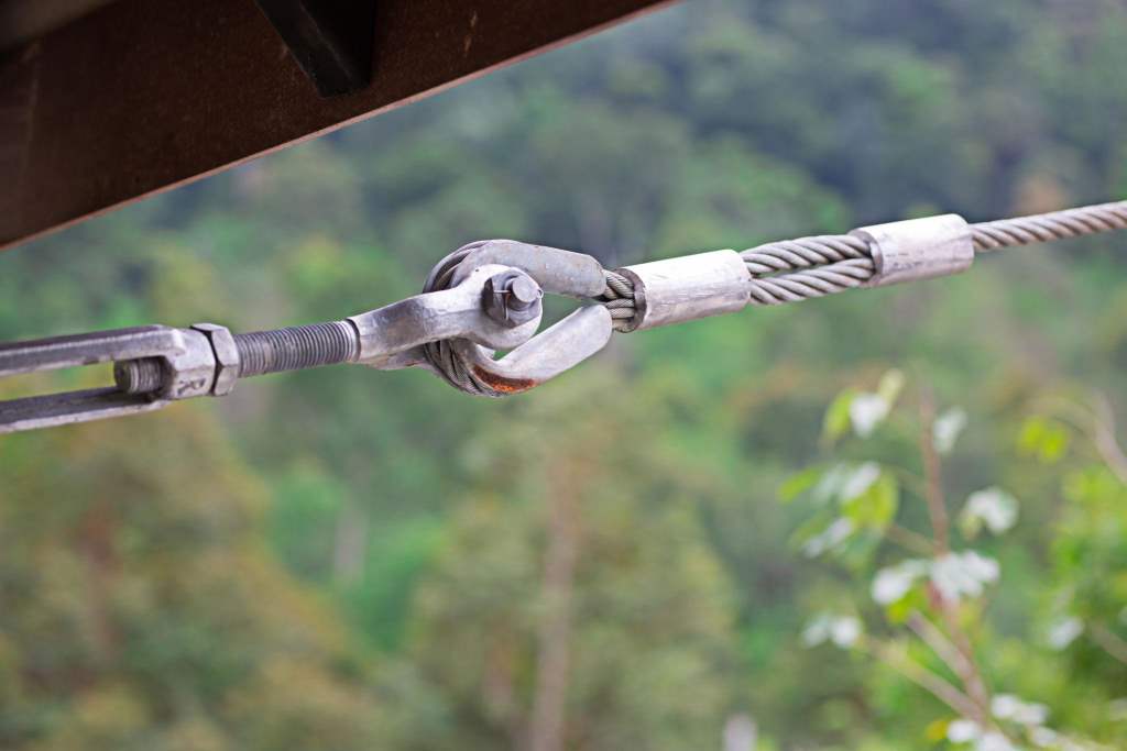 The connection point of a large wire rope