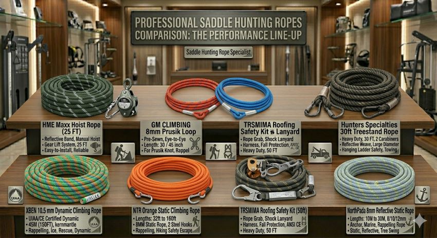 Best affordable climbing and rappel ropes for saddle hunting in Texas, comparing safety features and durability for tree stand use