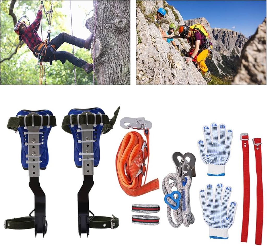 Hunter using safe climbing ropes while preparing for an outdoor tree stand climb