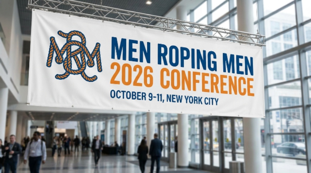 Men Roping Men 2026 conference banner showing the event dates October 9 to 11 in New York City with the MRM logo
