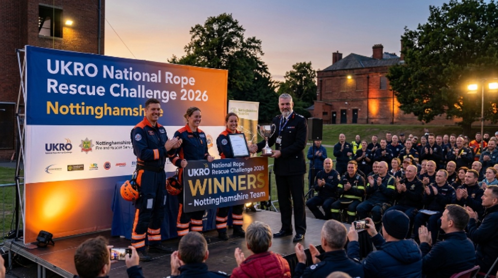 UKRO National Rope Rescue Challenge 2026 Nottinghamshire award ceremony