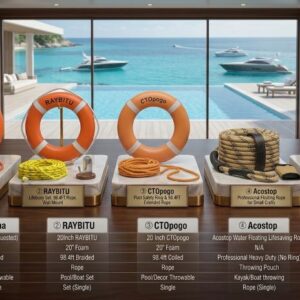Floating rope attached to a life preserver ring for reliable pool and boat safety in Illinois