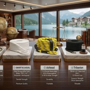 Marine-grade rope for tubing with reinforced loop ends for reliable boat towing and recreational water activities in California